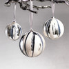 Shiny White + Silver Ball Ornament