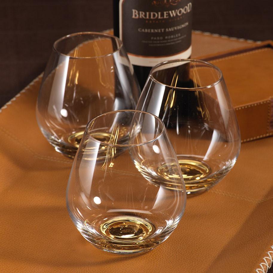 Golden Base Stemless Wine Glasses - Set of 4