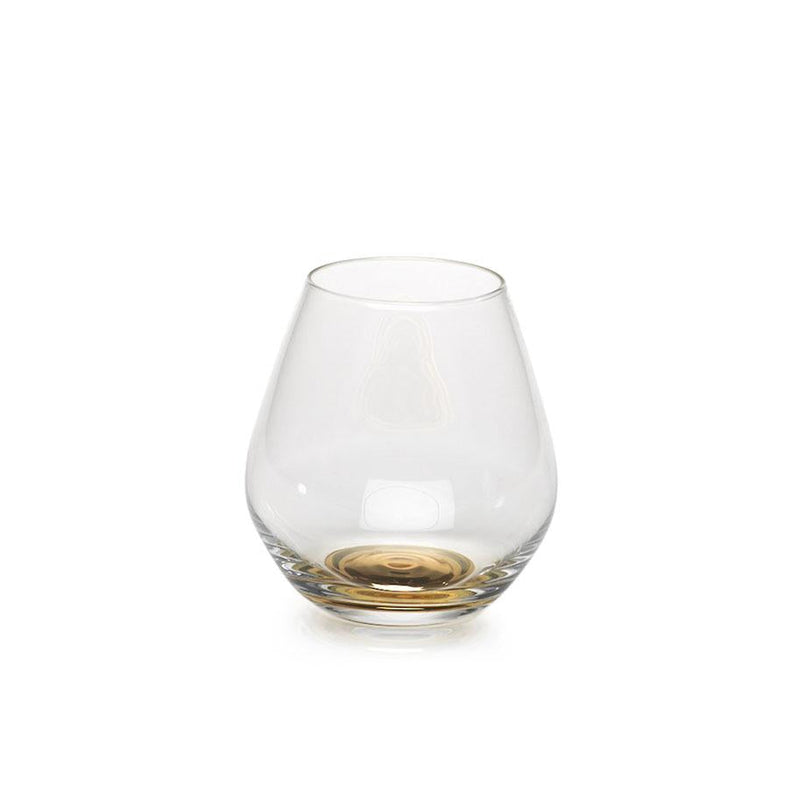 Golden Base Stemless Wine Glasses - Set of 4