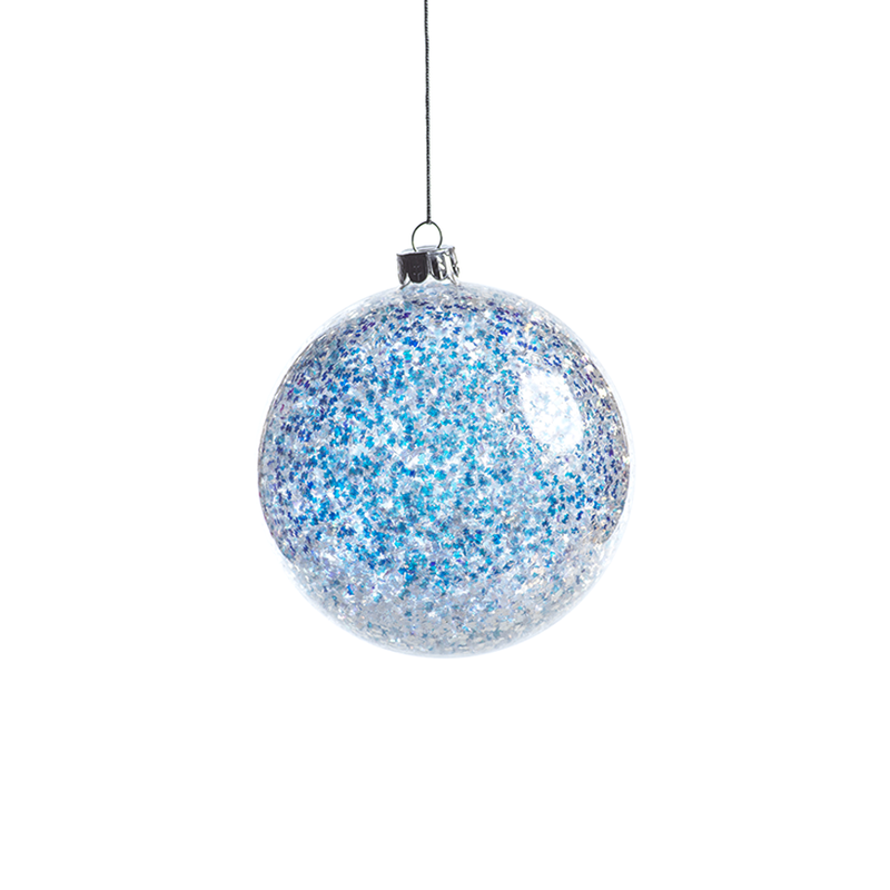 Silver and Blue Sequin Ball Ornament in Various Sizes