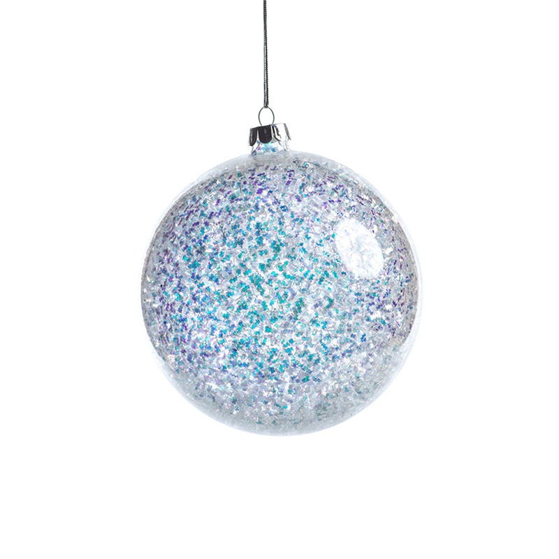 Silver and Blue Sequin Ball Ornament in Various Sizes