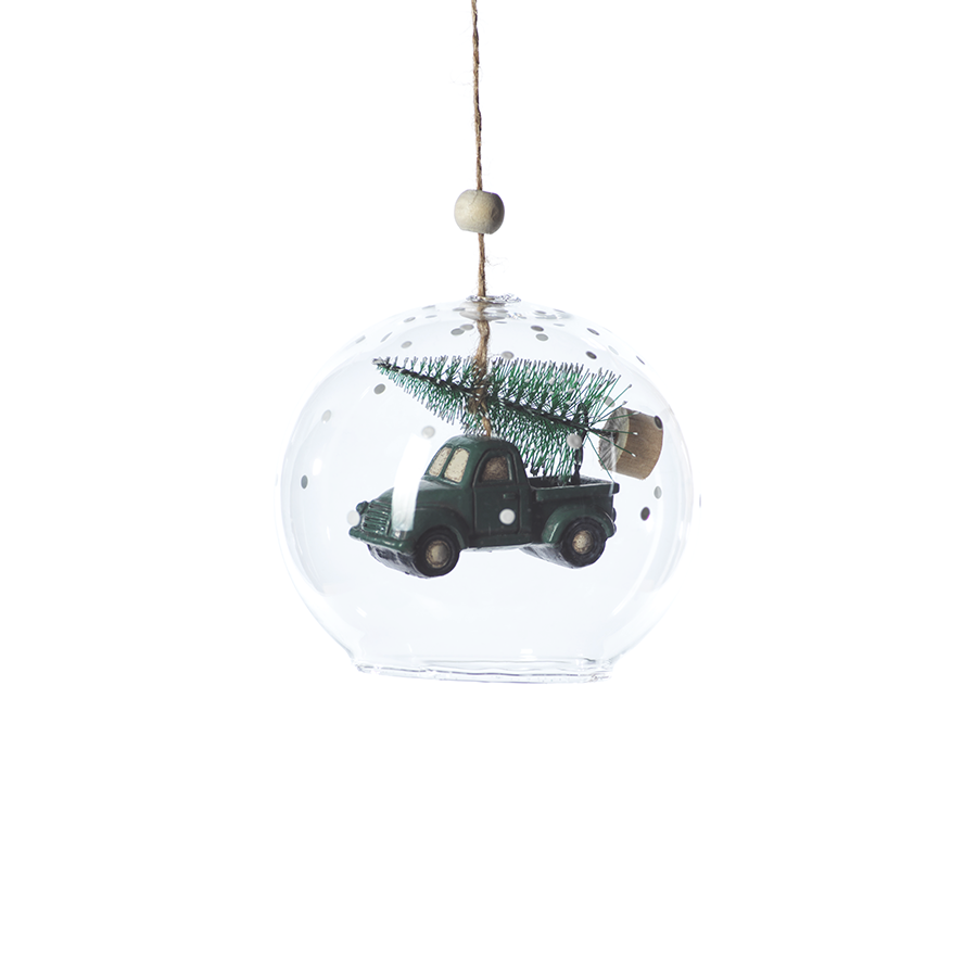 Tree on Green Truck Ornament