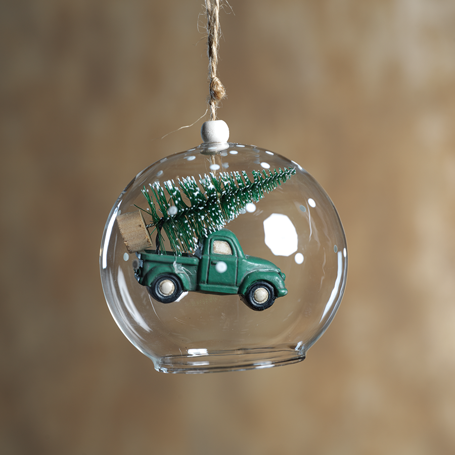 Tree on Green Truck Ornament