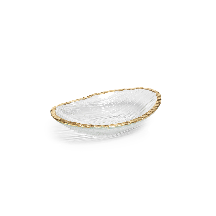 Cassiel Clear Bowls w/ Jagged Gold Rim - Set of 3