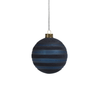 Blue Flocked Stripped Glass Ornament-3"