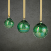 Sugared Shiny Green Glass Ornaments - Set of 6