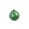 Sugared Shiny Green Glass Ornaments - Set of 6