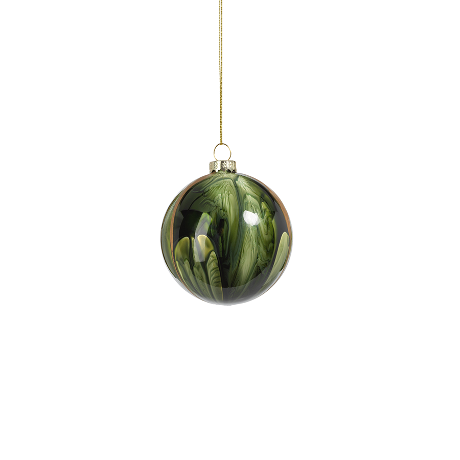 Water Color Glass Ornament - Shiny Green in Various Sizes