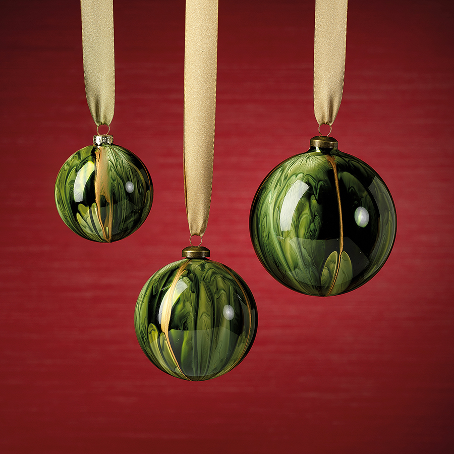 Water Color Glass Ornament - Shiny Green