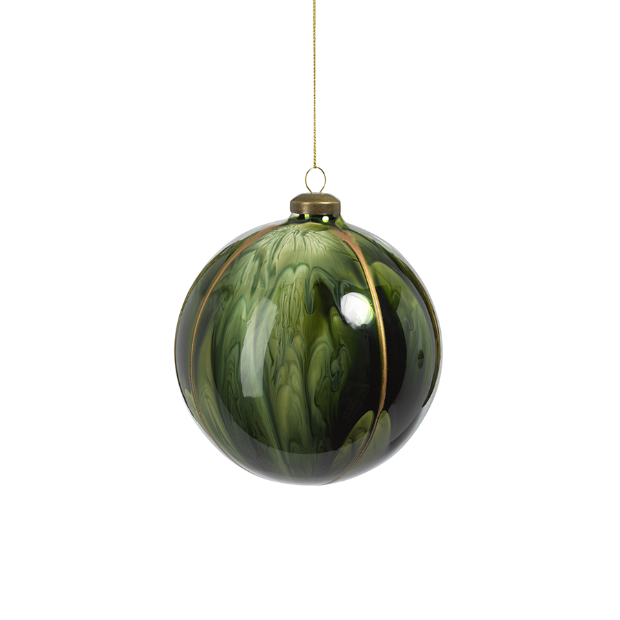 Water Color Glass Ornament - Shiny Green