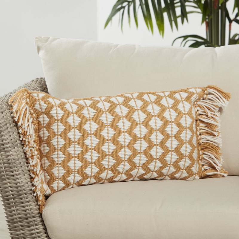 Chesa Perdita Indoor/Outdoor Gold & Ivory Pillow 4