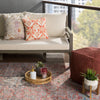 Foix Indoor/Outdoor Medallion Red & Light Blue Rug