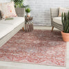 Aden Indoor/Outdoor Oriental Red & Gray Rug