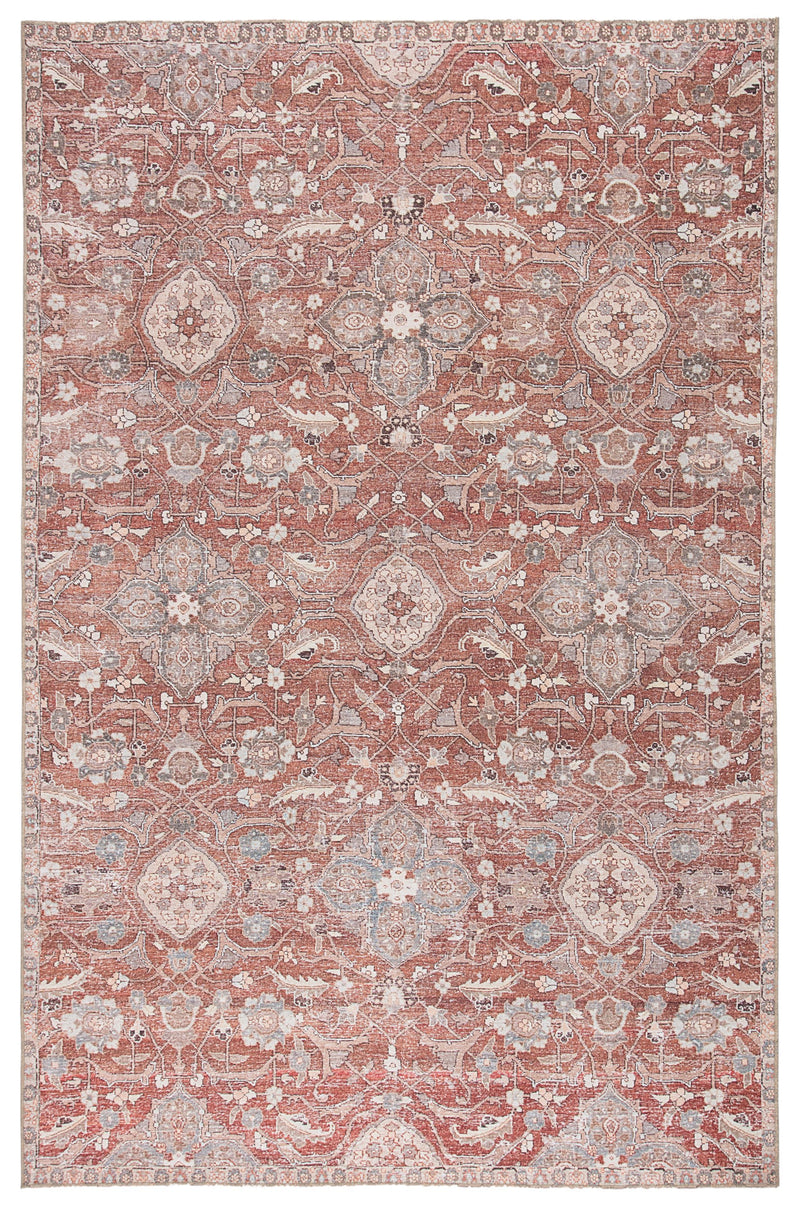 Aden Indoor/Outdoor Oriental Red & Gray Rug