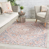 Annette Indoor/ Outdoor Medallion Blue/ Light Pink Rug