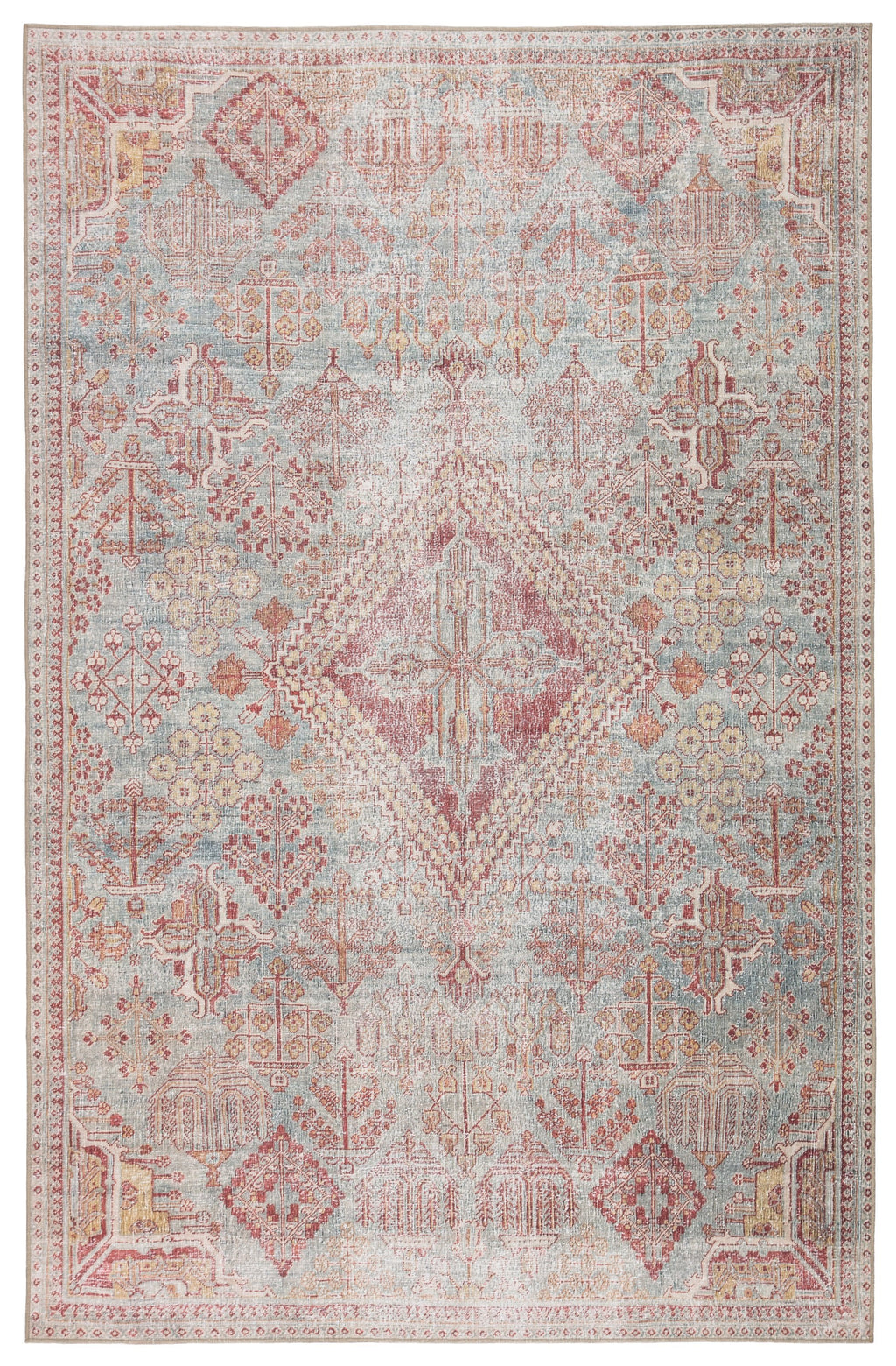 Kendrick Indoor/Outdoor Medallion Sky Blue & Pink Rug