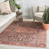 Chariot Indoor/Outdoor Medallion Orange & Dark Gray Rug