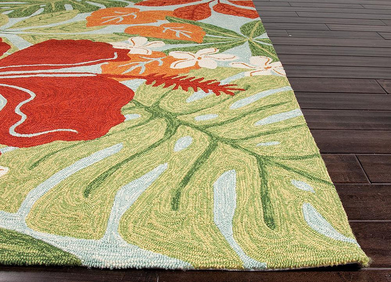 Luau Indoor/ Outdoor Floral Multicolor & Blue Area Rug