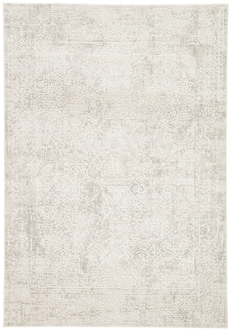 Lianna Abstract Silver & White Area Rug