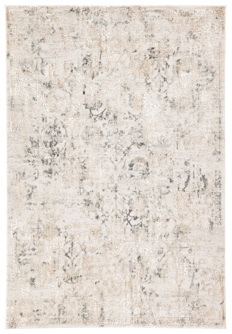 Clara Floral Rug in White Sand & Castlerock design by Jaipur Living