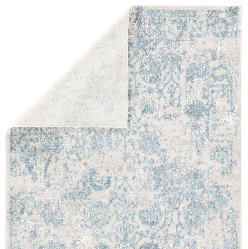 Clara Floral Silver & Blue Area Rug