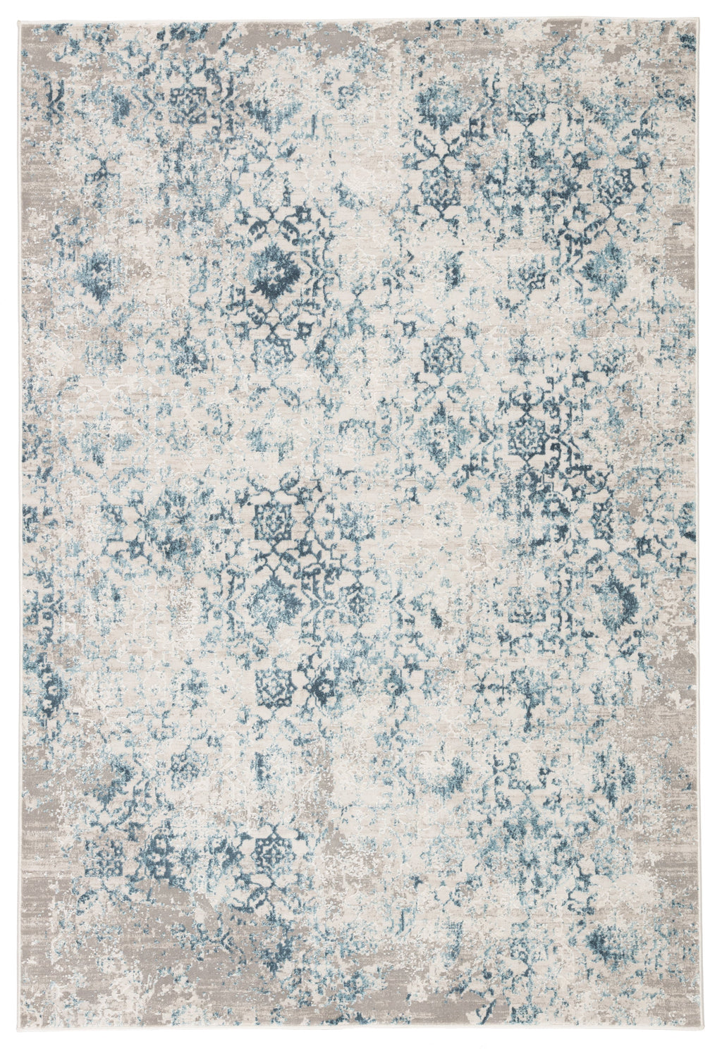 Siena Damask Blue & Ivory Area Rug