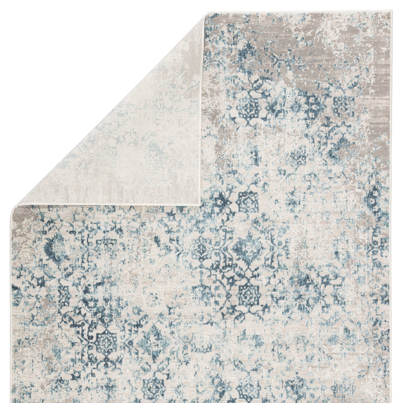 Siena Damask Blue & Ivory Area Rug