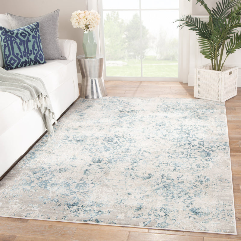 Siena Damask Blue & Ivory Area Rug