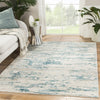 Celil Abstract Ivory & Blue Area Rug