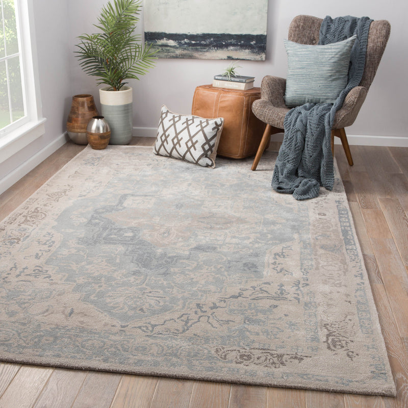 Bronde Handmade Medallion Gray & Light Blue Area Rug