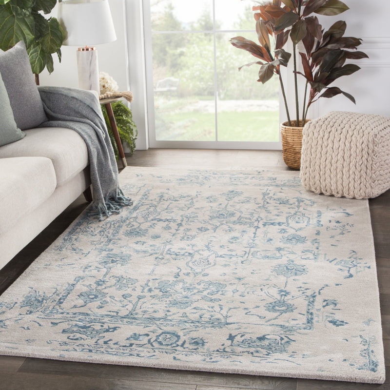 Margate Handmade Oriental Light Gray & Blue Area Rug