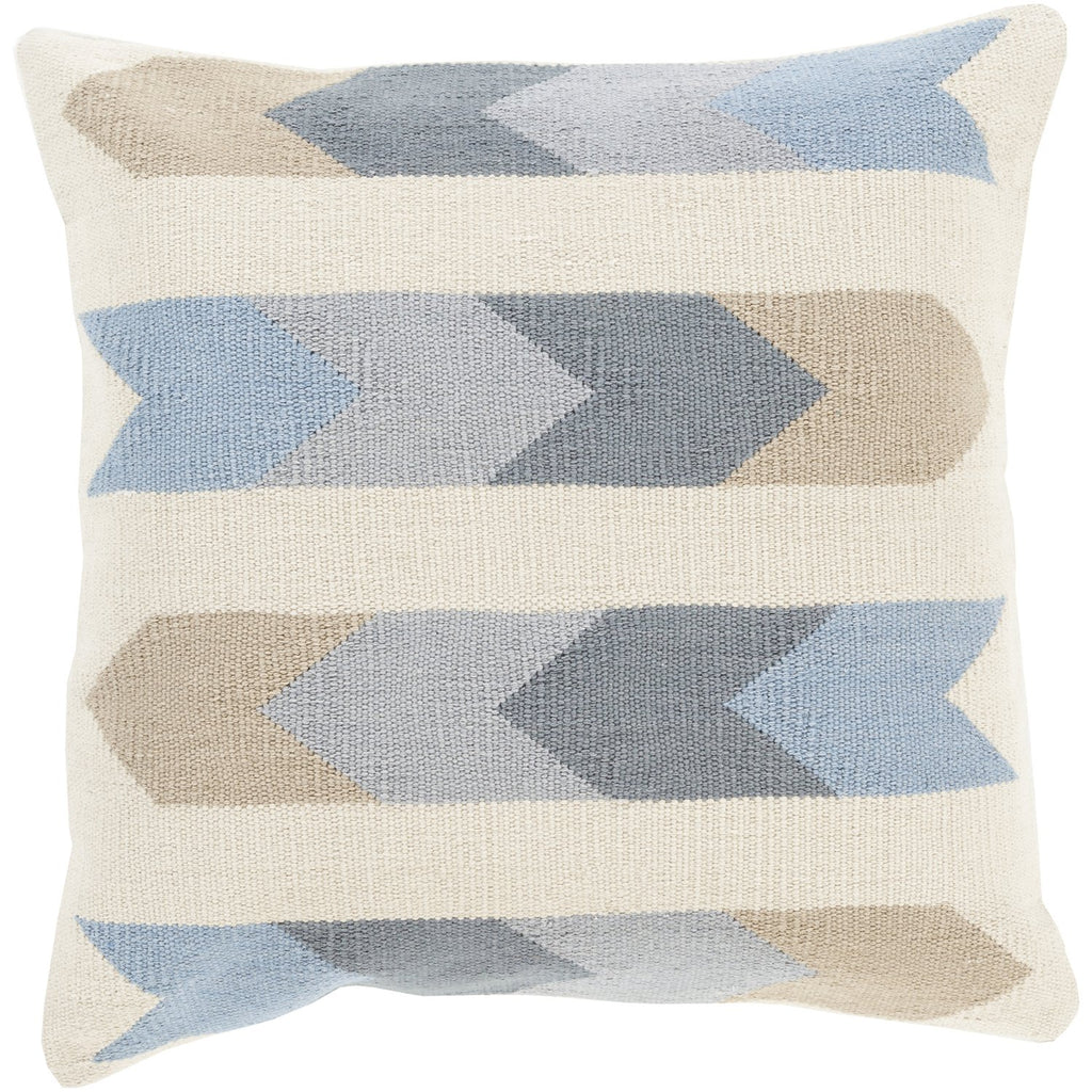 Cotton Kilim 18" x 18" Cotton Cushion in Cream and Charcoal Shade