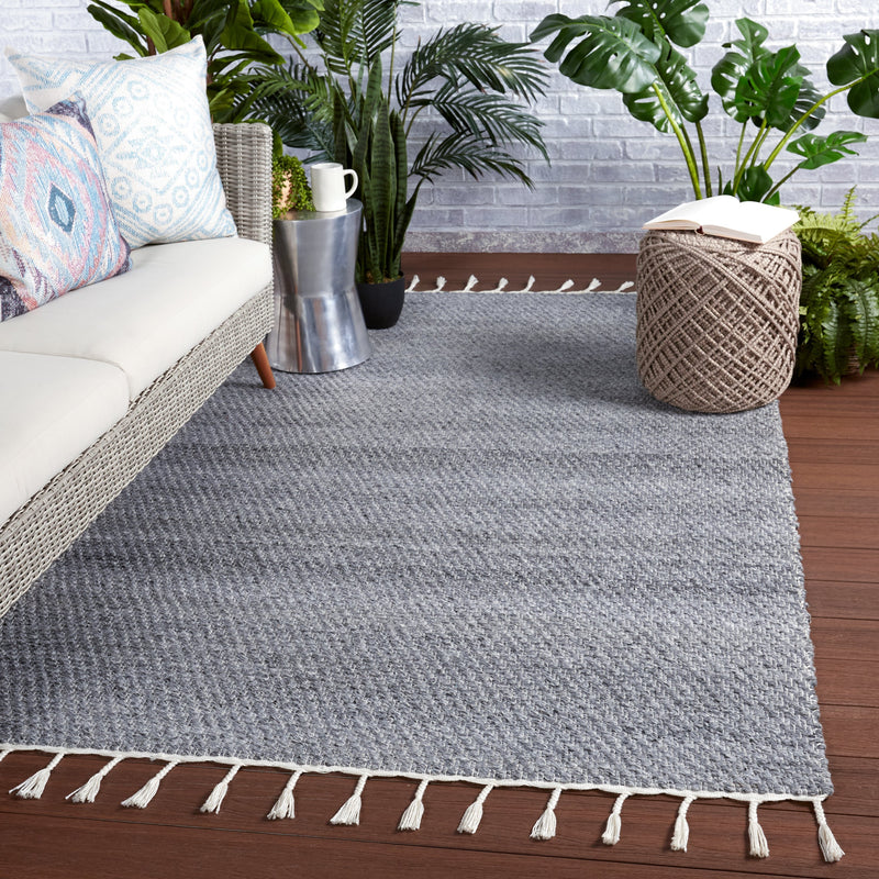 Encanto Indoor/Outdoor Solid Grey & White Rug