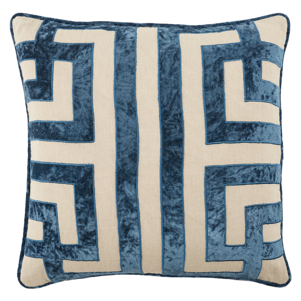 Cosmic Ordella Blue & Beige Pillow by Nikki Chu 1