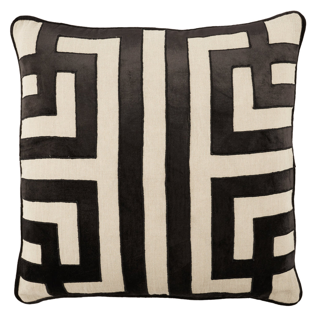 Cosmic Ordella Down Black & Beige Pillow by Nikki Chu 1