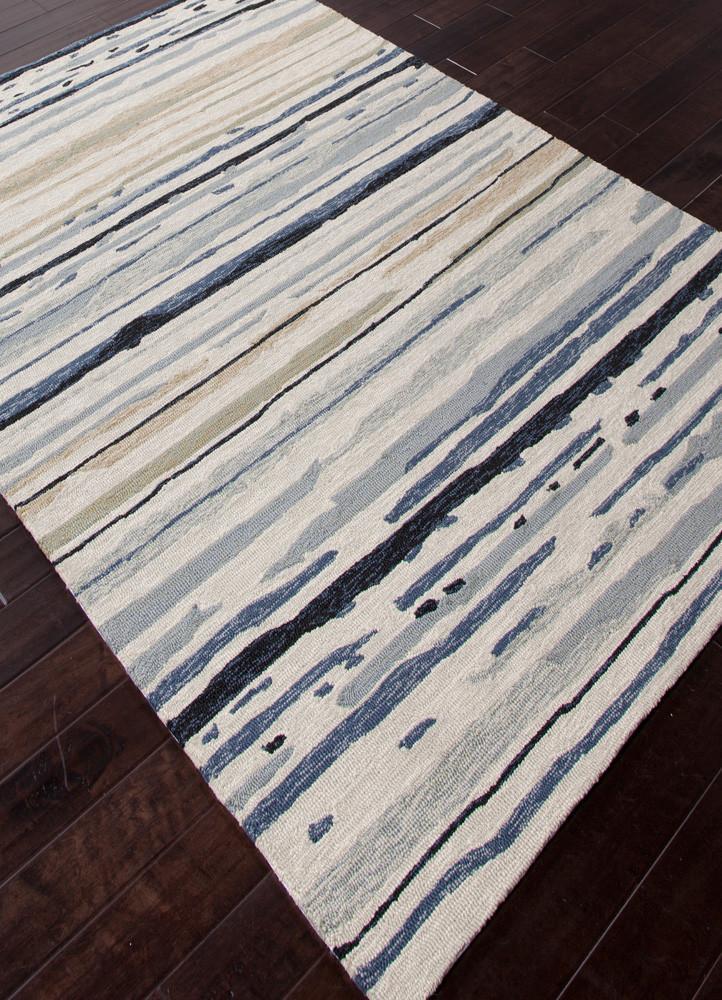 Sketchy Lines Indoor/ Outdoor Abstract Silver & Blue Area Rug