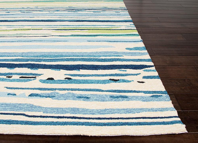 Sketchy Lines Indoor/ Outdoor Abstract Blue & Green Area Rug