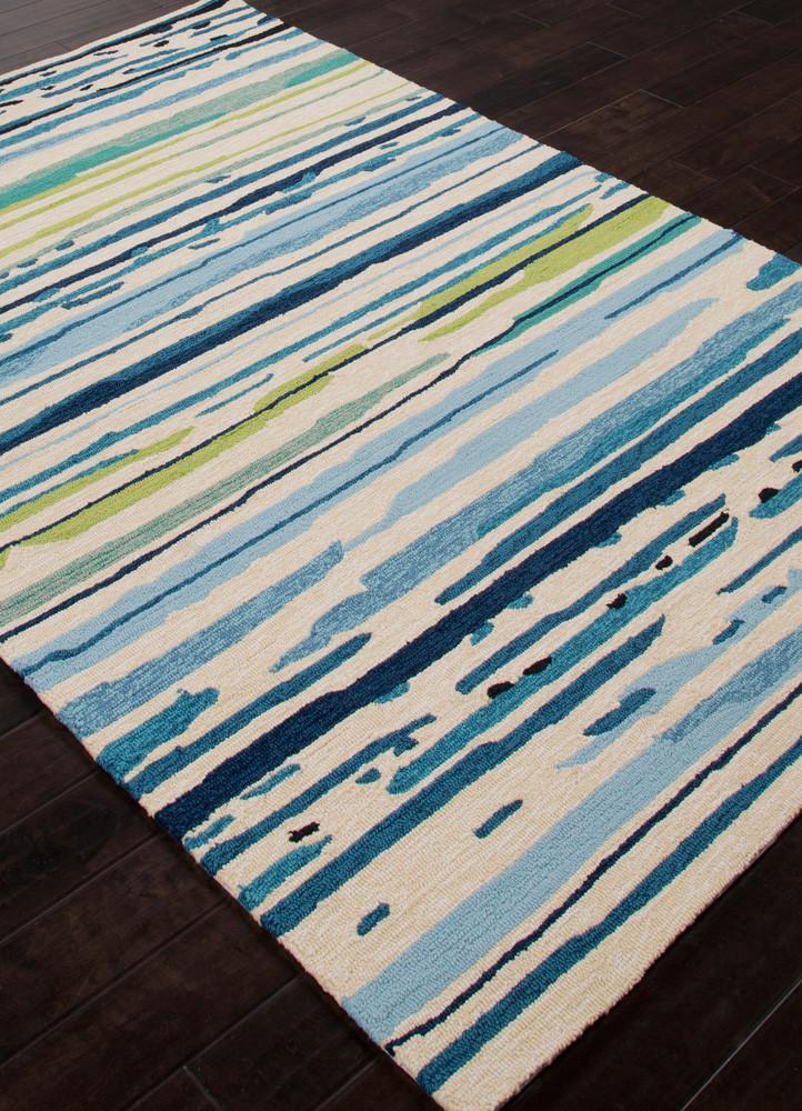 Sketchy Lines Indoor/ Outdoor Abstract Blue & Green Area Rug