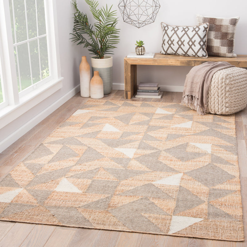 Utah Handmade Geometric Beige & Gray Area Rug design by Jaipur