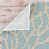 Coral Indoor/ Outdoor Abstract Teal & Tan Area Rug