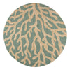 Coral Indoor/ Outdoor Abstract Teal & Tan Area Rug