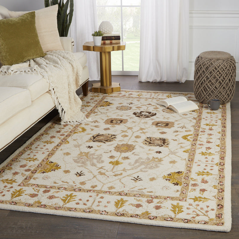 Ahava Handmade Oriental Ivory & Gold Rug