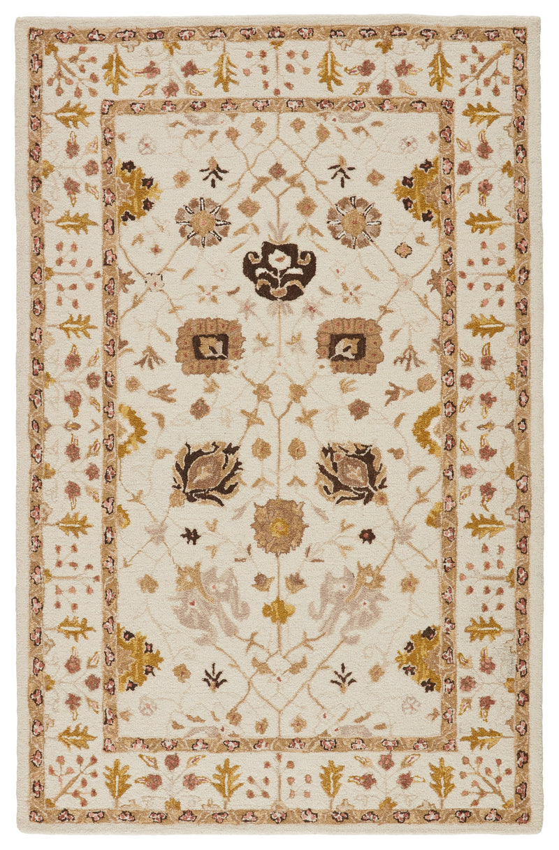 Ahava Handmade Oriental Ivory & Gold Rug