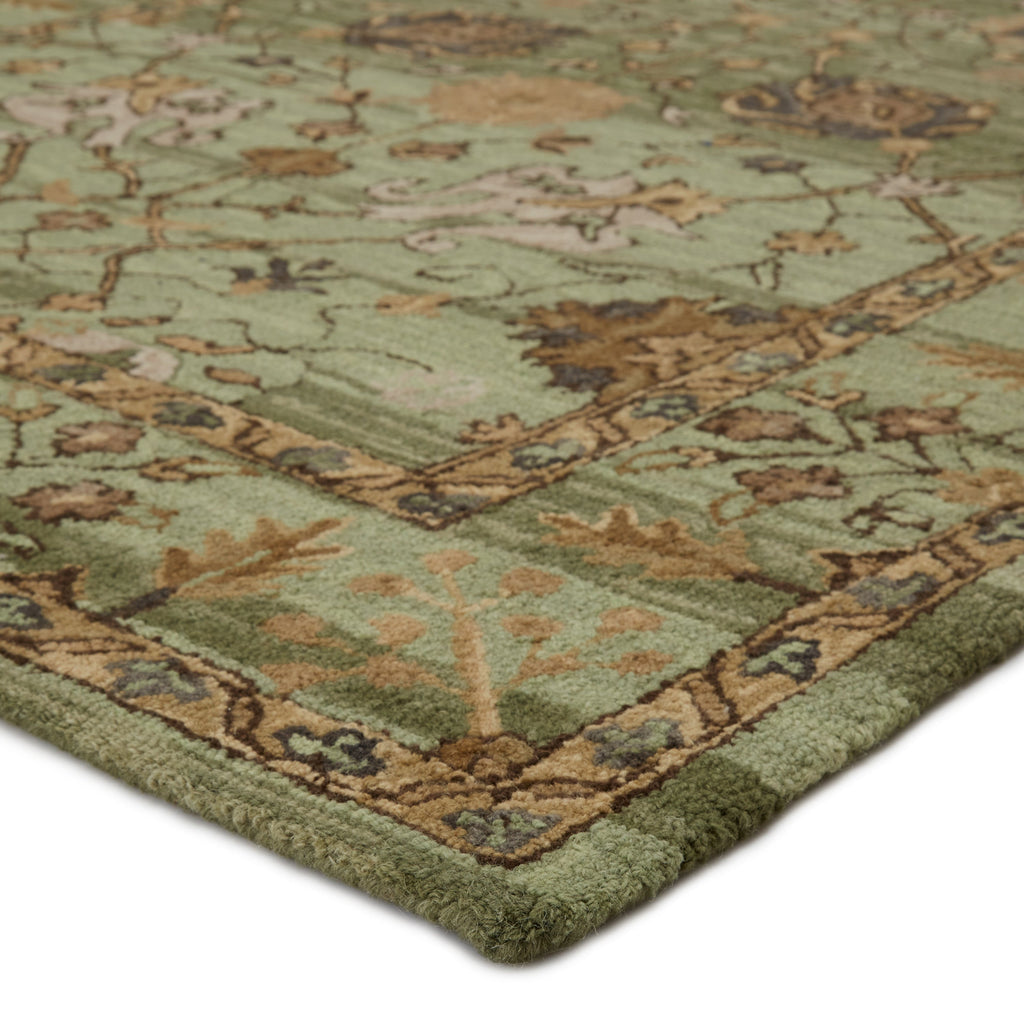 Ahava Handmade Oriental Green & Beige Rug