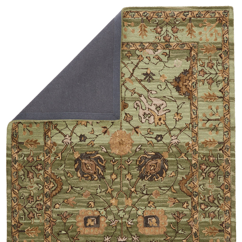 Ahava Handmade Oriental Green & Beige Rug