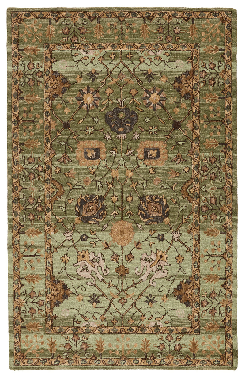 Ahava Handmade Oriental Green & Beige Rug