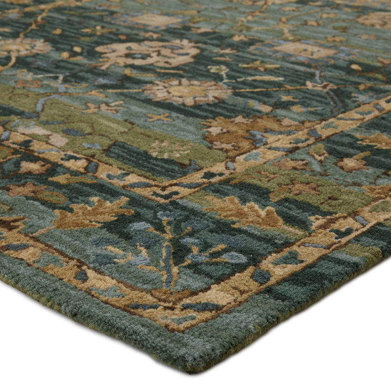 Ahava Handmade Oriental Green & Blue Rug