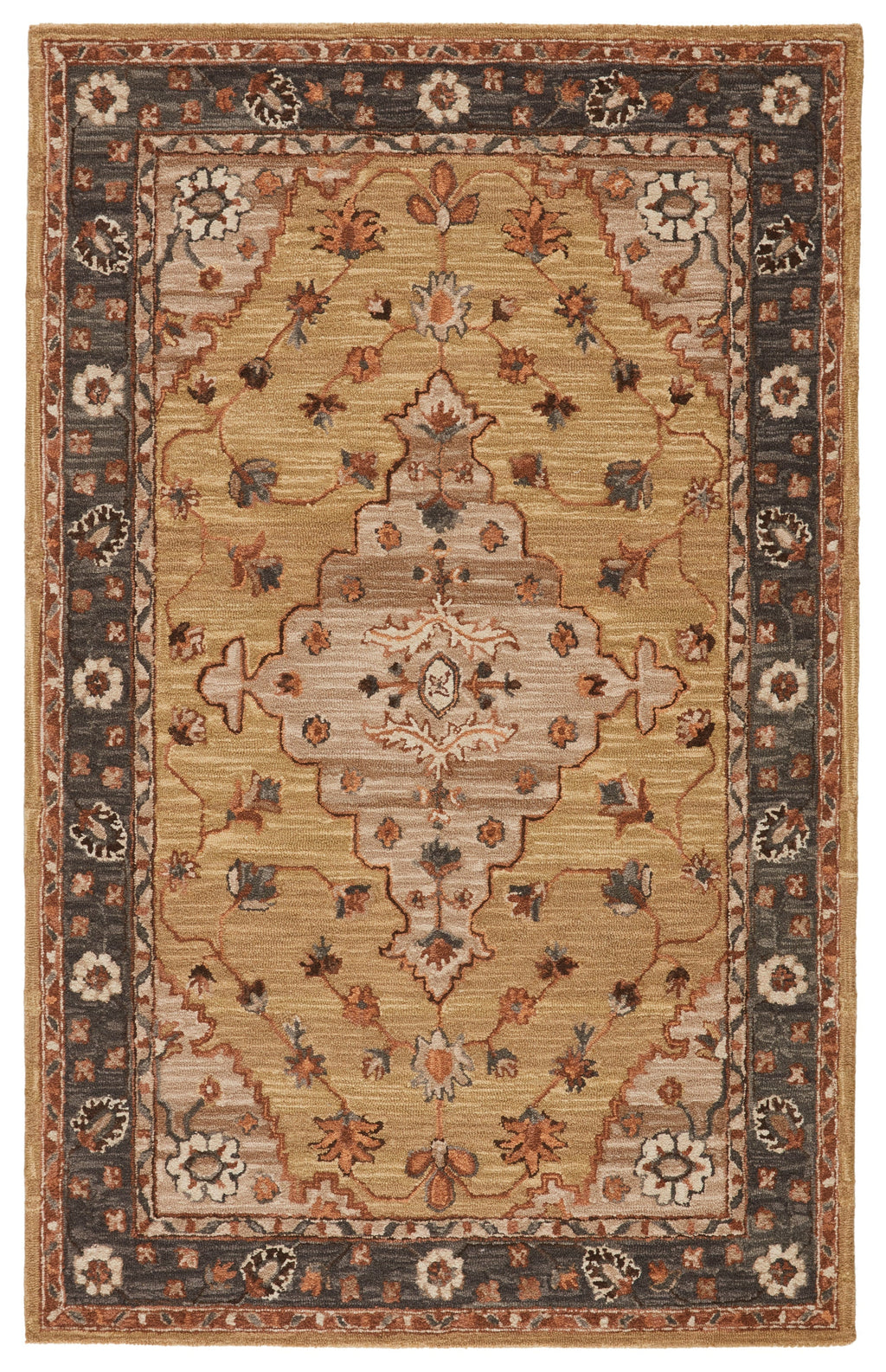 Bronya Handmade Medallion Tan & Gray Rug