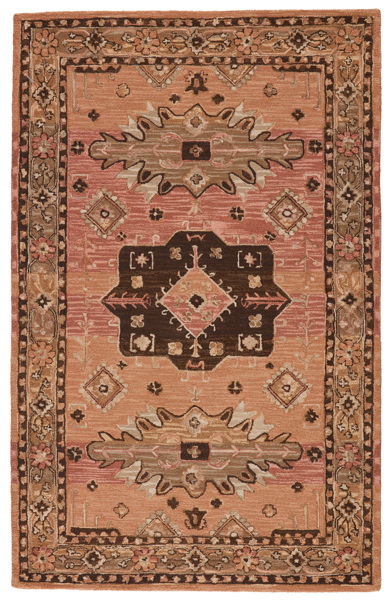 Idina Handmade Medallion Pink & Brown Rug