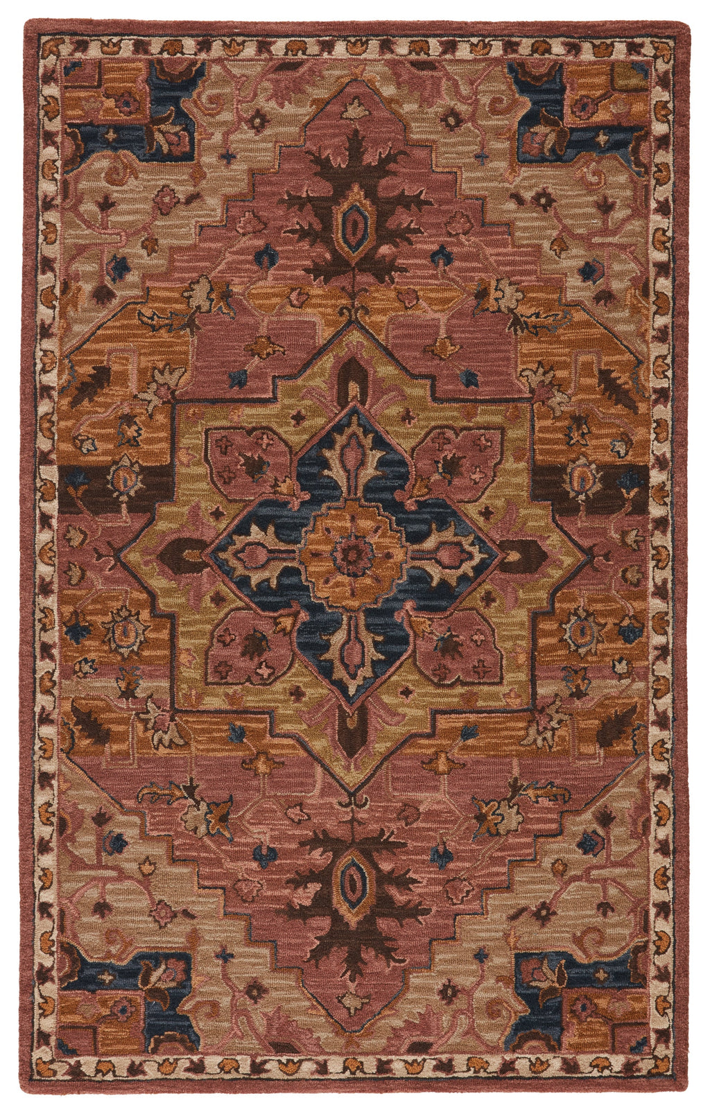 Cressida Handmade Medallion Dark Pink & Blue Rug